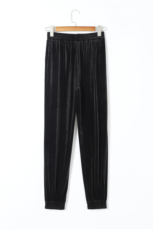 Solid Stretch Velvet Relaxed Lounge Jogger Pants