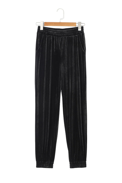 Solid Stretch Velvet Relaxed Lounge Jogger Pants