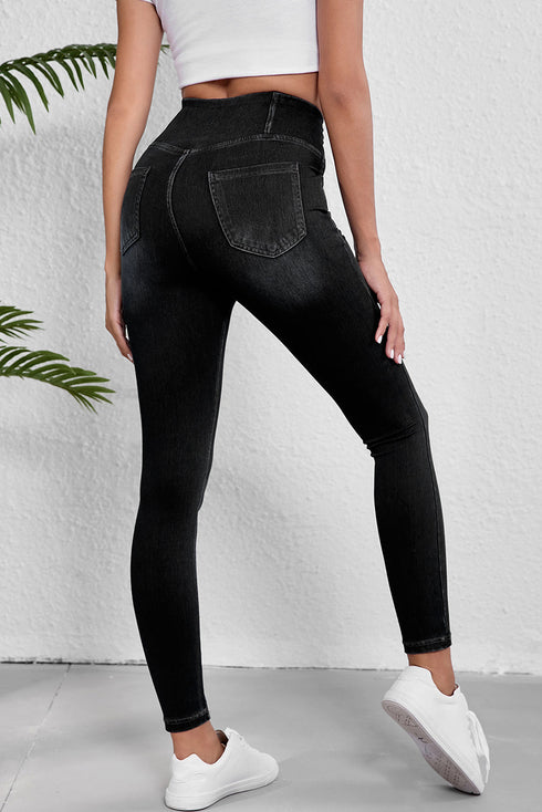 Solid Stretchy Arched Waist Slim Fit Leggings