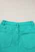 Solid Stretchy Frayed Edge Mid Rise Denim Shorts