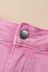 Solid Stretchy Frayed Edge Mid Rise Denim Shorts