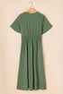 Solid Surplice Neckline Smocked High Waist Maxi Dress