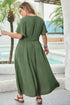 Solid Surplice Neckline Smocked High Waist Maxi Dress