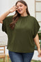 Solid Swiss Dot Mock Neck Tied Nape Blouse