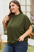 Solid Swiss Dot Mock Neck Tied Nape Blouse
