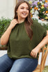 Solid Swiss Dot Mock Neck Tied Nape Blouse