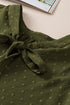 Solid Swiss Dot Mock Neck Tied Nape Blouse