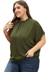 Solid Swiss Dot Mock Neck Tied Nape Blouse