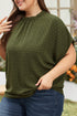 Solid Swiss Dot Mock Neck Tied Nape Blouse