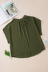 Solid Swiss Dot Mock Neck Tied Nape Blouse