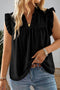 Solid Swiss Dot Ruffle Lace Trim V Neck Tank Top
