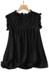 Solid Swiss Dot Ruffle Lace Trim V Neck Tank Top