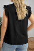 Solid Swiss Dot Ruffle Lace Trim V Neck Tank Top