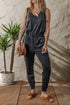 Solid Tank Style Tie Waist Pocketed Jogger Jumpsuit