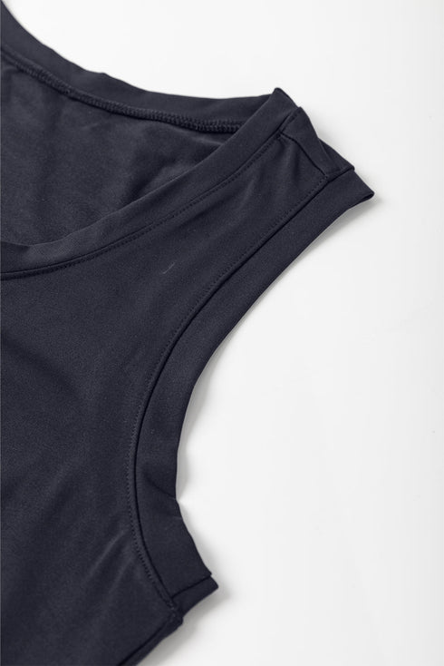 Solid Tank Style Tie Waist Pocketed Jogger Jumpsuit