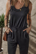 Solid Tank Style Tie Waist Pocketed Jogger Jumpsuit