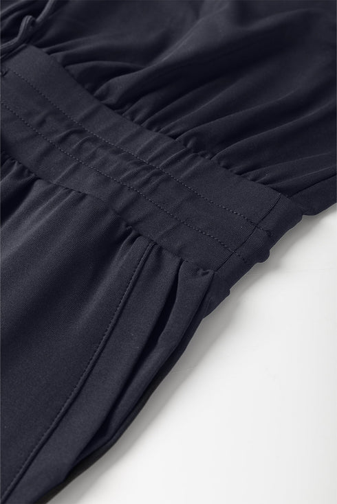 Solid Tank Style Tie Waist Pocketed Jogger Jumpsuit