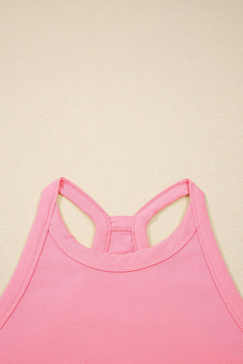 Solid Tank Top Elastic Waist Mini Skort Two Piece Dress