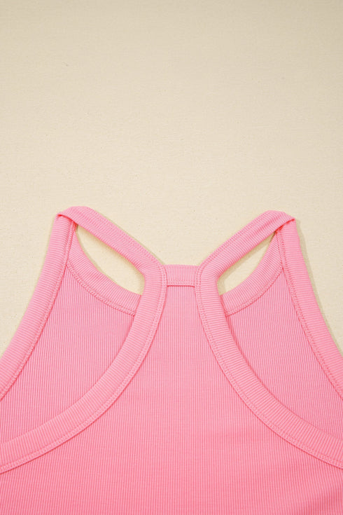 Solid Tank Top Elastic Waist Mini Skort Two Piece Dress