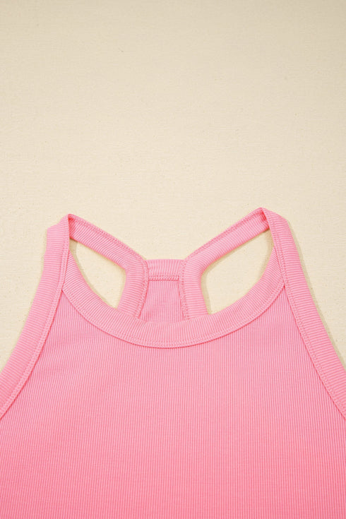Solid Tank Top Elastic Waist Mini Skort Two Piece Dress