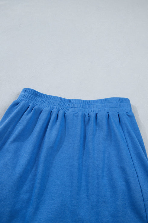 Solid Tank Top Elastic Waist Mini Skort Two Piece Dress