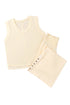 Solid Tank Top Smocked Waist Wide Leg Pant Set
