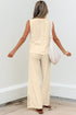 Solid Tank Top Smocked Waist Wide Leg Pant Set