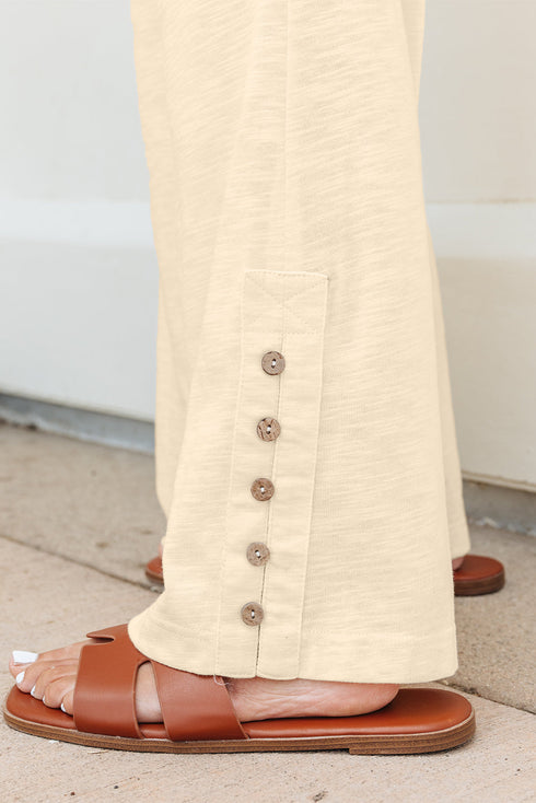 Solid Tank Top Smocked Waist Wide Leg Pant Set