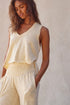 Solid Tank Top Smocked Waist Wide Leg Pant Set