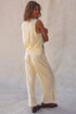 Solid Tank Top Smocked Waist Wide Leg Pant Set