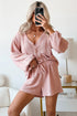 Solid Textured Cable Knit V Neck Cardigan Short Set
