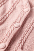 Solid Textured Cable Knit V Neck Cardigan Short Set