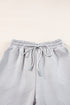 Solid Textured Collared V Neck Wide Leg Pant Sets