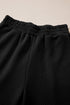 Solid Textured Collared V Neck Wide Leg Pant Sets
