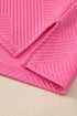 Solid Textured Collared V Neck Wide Leg Pant Sets