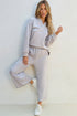 Solid Textured Collared V Neck Wide Leg Pant Sets