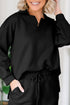 Solid Textured Collared V Neck Wide Leg Pant Sets