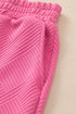 Solid Textured Collared V Neck Wide Leg Pant Sets