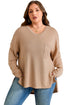 Solid Textured Drop Shoulder Knit Tunic Long Sleeve Top