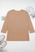 Solid Textured Drop Shoulder Knit Tunic Long Sleeve Top