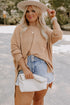 Solid Textured Drop Shoulder Knit Tunic Long Sleeve Top