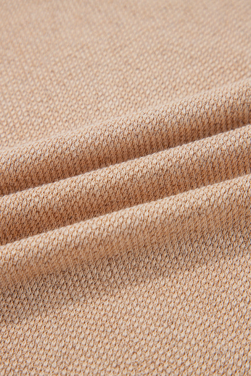 Solid Textured Drop Shoulder Knit Tunic Long Sleeve Top