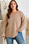 Solid Textured Drop Shoulder Knit Tunic Long Sleeve Top