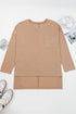 Solid Textured Drop Shoulder Knit Tunic Long Sleeve Top