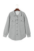 Solid Textured Flap Pocket Buttoned Shacket