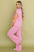 Solid Textured Knit Mock Neck Wide Leg Pant Set