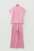 Solid Textured Knit Mock Neck Wide Leg Pant Set
