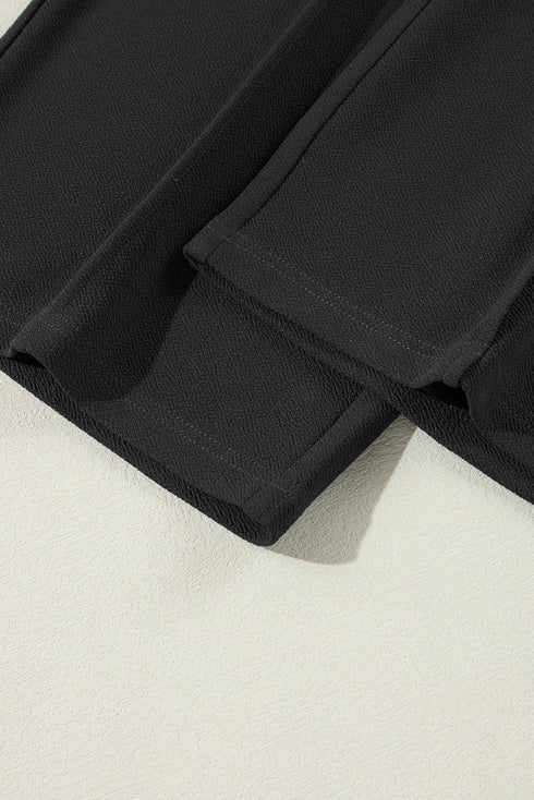 Solid Textured Knot Waist Relaxed Shift Pants