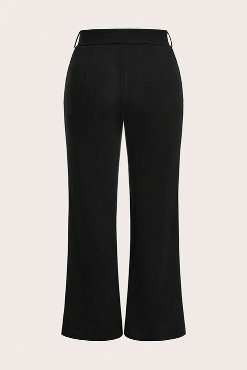 Solid Textured Knot Waist Relaxed Shift Pants