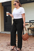 Solid Textured Knot Waist Relaxed Shift Pants